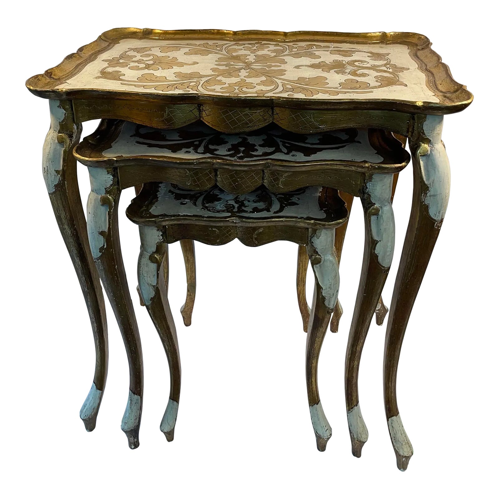 Vintage Italian Florentine Gilt Wood Nesting Tables - Set of 3 | Chairish