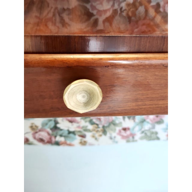 Vintage Italian Console Table in Ebonized Beech and Rose-Patterned Fabric, 1950s For Sale - Image 9 of 11