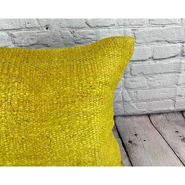 Turkish 20 x 20 Hemp Pillow Turkish Cushion Natural Green Pillow Cushion Cover For Sale - Image 3 of 4