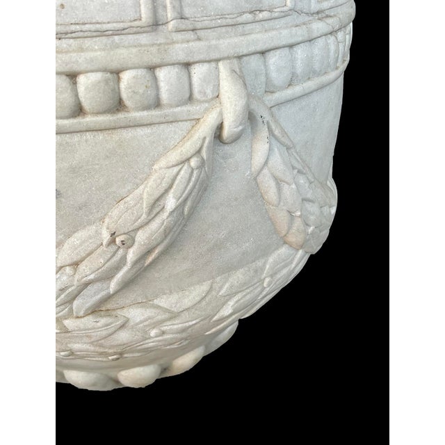 Stone Italian Neoclassical Style Carved Marble Urn, After the Antique For Sale - Image 7 of 9