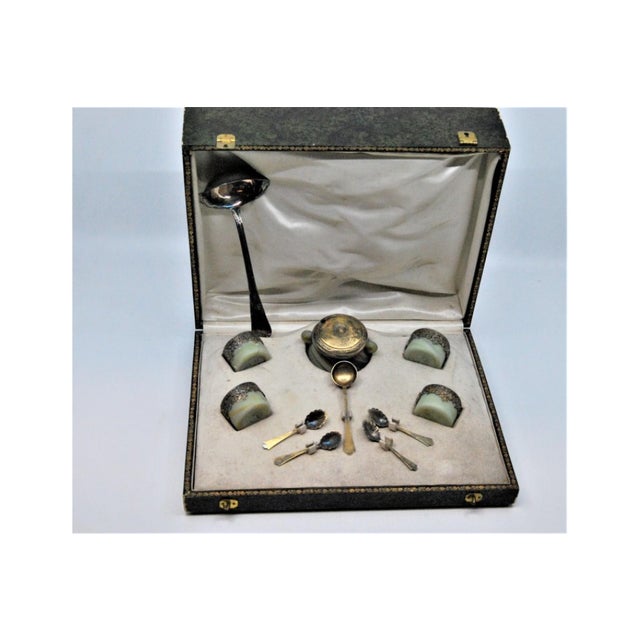 Silver Salt and Pepper Shakers with Glass Cores and Spoons, Set of 11 For Sale - Image 5 of 11