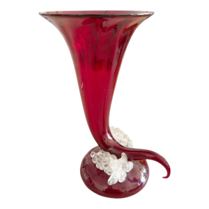 Murano Style Cornucopia Vase With Grapes