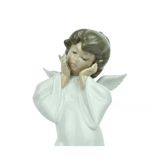 Ceramic Vintage Handmade Lladró Heavenly Slumber Glazed Porcelain Angel Figurine Spain For Sale - Image 7 of 8