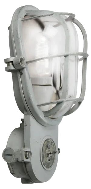 Vintage Industrial Grey Clear Glass Wall Lamp Scones by Industria Rotterdam