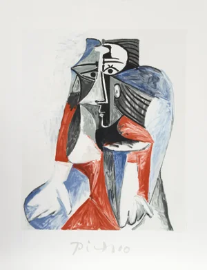 1980s "Femme Assise" Lithograph After Pablo Picasso