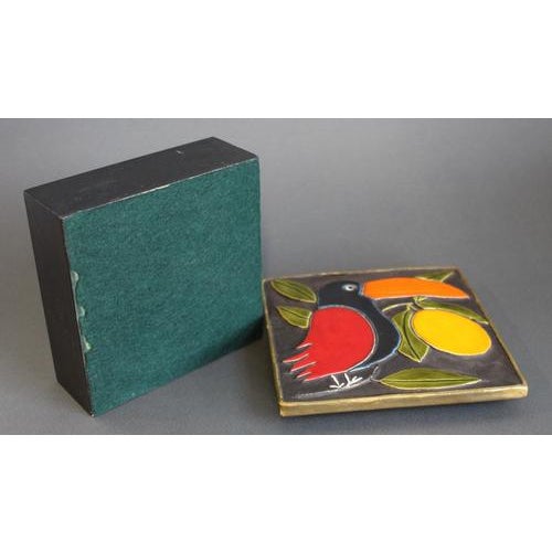 Vintage French Jewellery Box with Enamel Lid and Toucan Motif by Mithé Espelt, 1960s For Sale - Image 14 of 16
