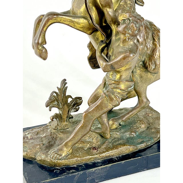 Vintage Doré Bronze Marly Horse Sculpture, After Guillaume Coustou the Elder For Sale In Atlanta - Image 6 of 6