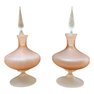 Regency Style Blown Glass Perfume Bottles, 1970s, Set of 2 For Sale
