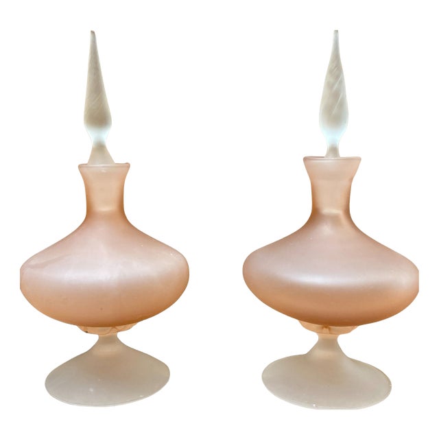 Regency Style Blown Glass Perfume Bottles, 1970s, Set of 2 For Sale