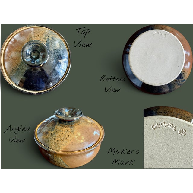 Sculpture Materials Cady Clay Works Seagrove Nc Lidded Bowl-Studio Art Pottery-Covered-Handmade For Sale - Image 7 of 11