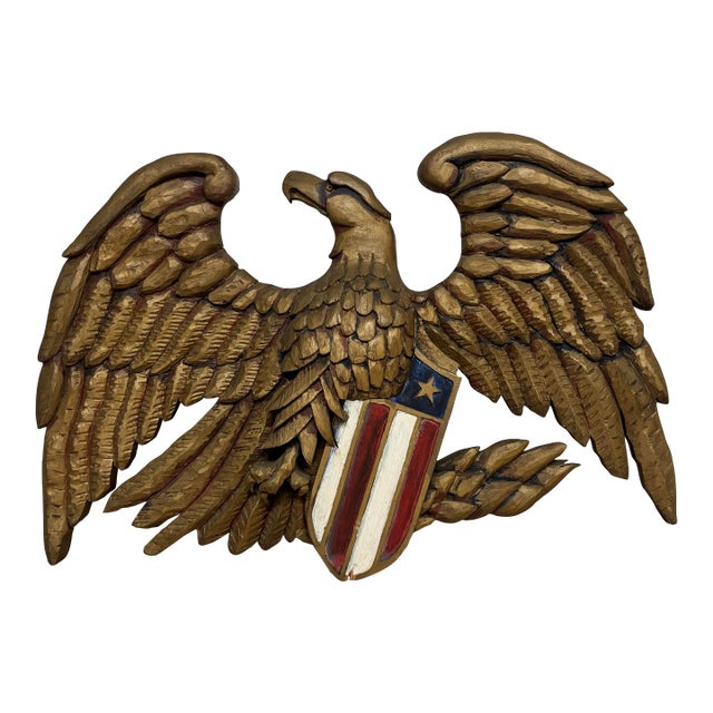 Vintage Patriotic American Bald Eagle Wall Plaque For Sale