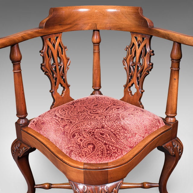 Antique Corner Armchair, English, Dressing Seat, Georgian Revival, Edwardian For Sale - Image 9 of 12
