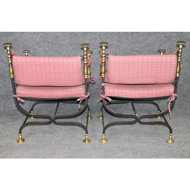 Introduce timeless Italian elegance into your home with this striking pair of Italian-made Savonarola armchairs, expertly...