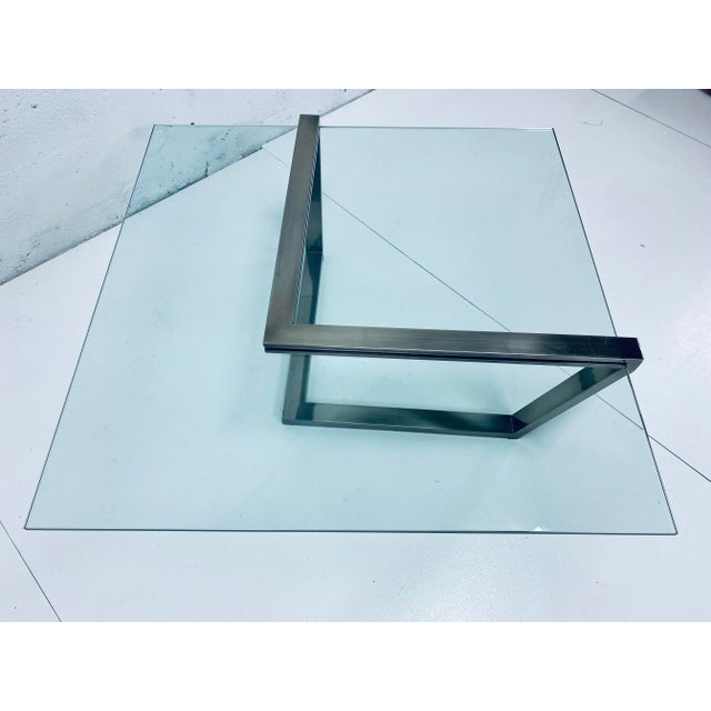 Design Institute of America Dia Glass and Brushed Chrome Coffee Table For Sale In Miami - Image 6 of 13