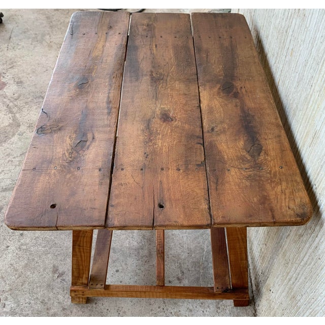 Wood 19th Century Spanish Country House Pine Farmhouse Table For Sale - Image 7 of 10