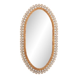 Oval Gilt Resin and Blue Glass Mirror in Manner of Line Vautrin. For Sale