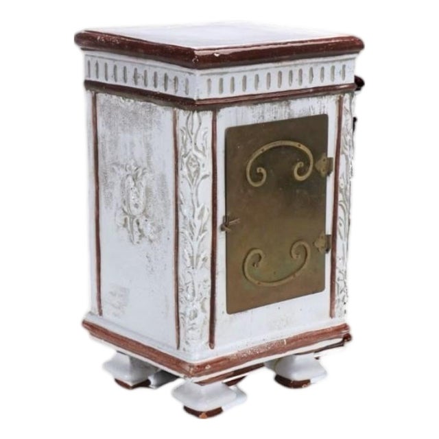 19th Century French Enameled & Hand Painted Terra Cotta Humidor For Sale