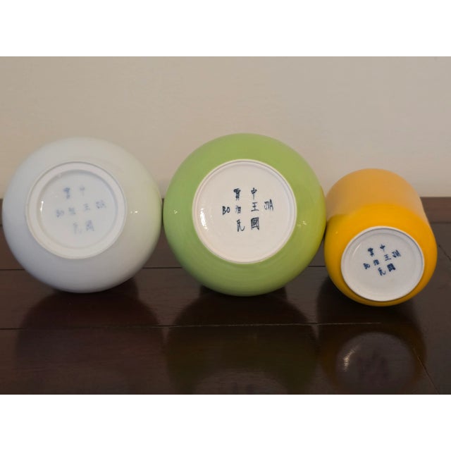 1990s Trio of Early Chinese Bo Jia Ceramic Vases For Sale - Image 12 of 12