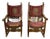 Pair of 17th Century Spanish Style Friar Fraileros Carved Accent Arm Chairs For Sale