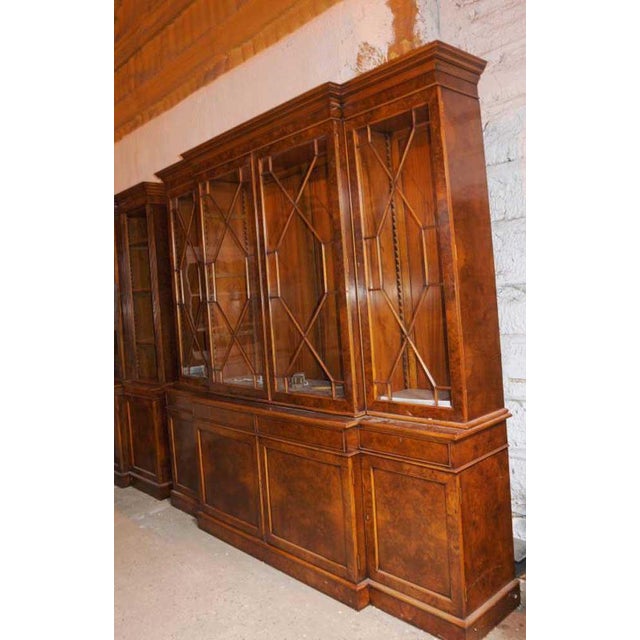 Stunning Victorian Chippendale-style breakfront bookcase in walnut - I hope the photos do this stunning piece some...
