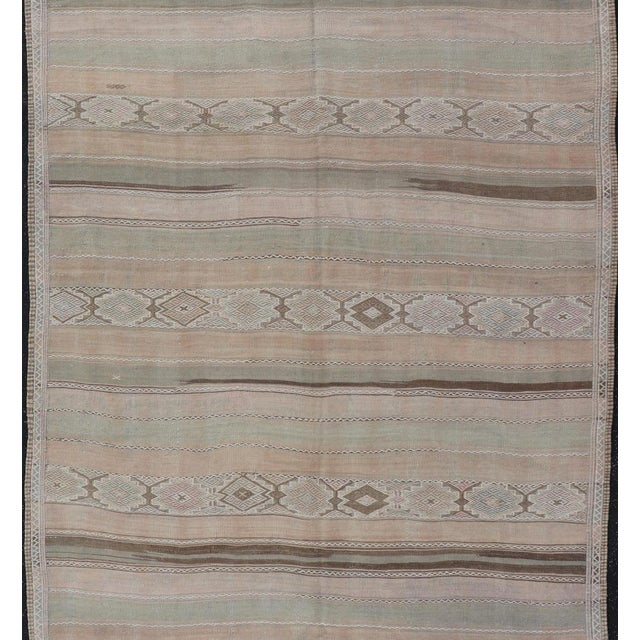 Vintage Turkish Kilim With Soft Sage, Sand, Taupe, and Subtle Geometrics For Sale In Atlanta - Image 6 of 11