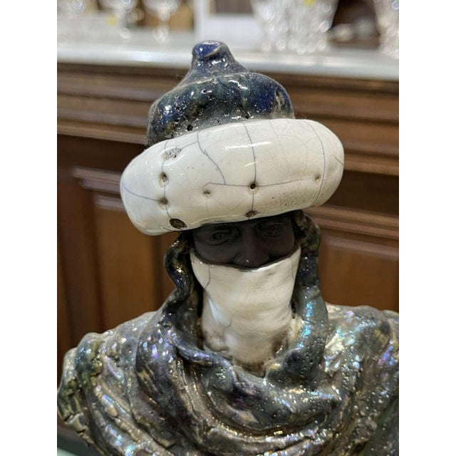 Ceramic Tuareg in Glazed Terracotta and Ceramic by Jollier, 1950s For Sale - Image 7 of 10