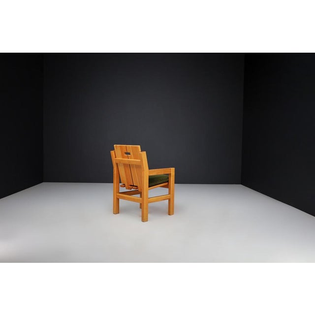 Green Mid-Century Modern Elm and Green Velvet Upholstery Armchair, France, 1970s For Sale - Image 8 of 13