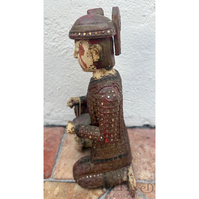 Mid 20th Century Hand-Carved Chinese Figural Sculpture of Seated Musician With Drum For Sale In Miami - Image 6 of 12