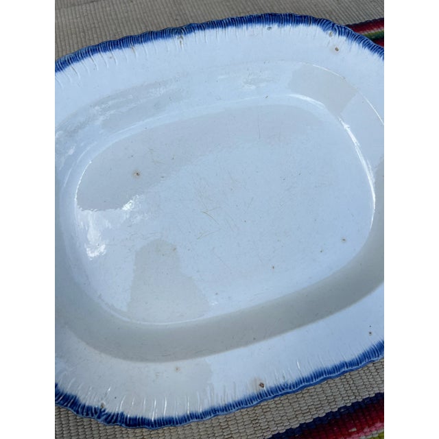 Antique Pearlware Blue Feather Edge Platter, Circa 1820’s Made in the Staffordshire district of England, circa 1810-1830...