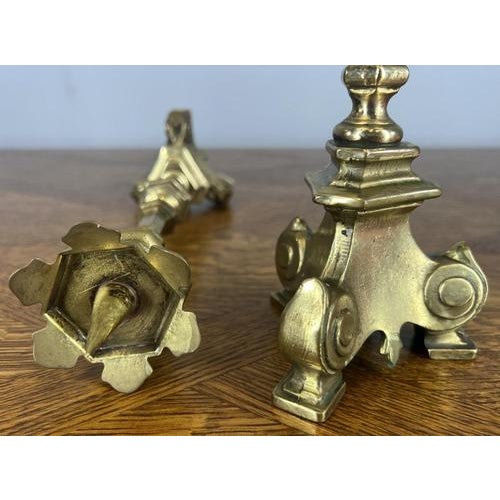 Gold Vintage French Decorative Brass Candleholders, Set of 2 For Sale - Image 8 of 9