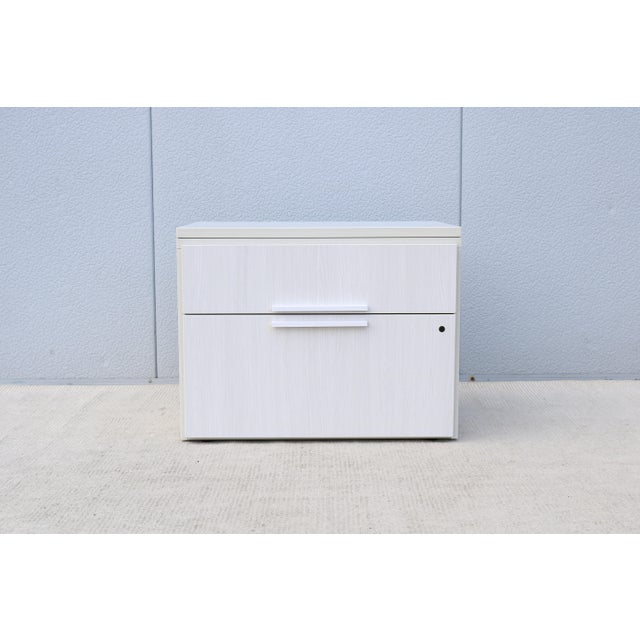 Knoll Modern Marc Krusin for Knoll Anchor Credenza Cabinet in Whitened Ash Laminate For Sale - Image 4 of 18