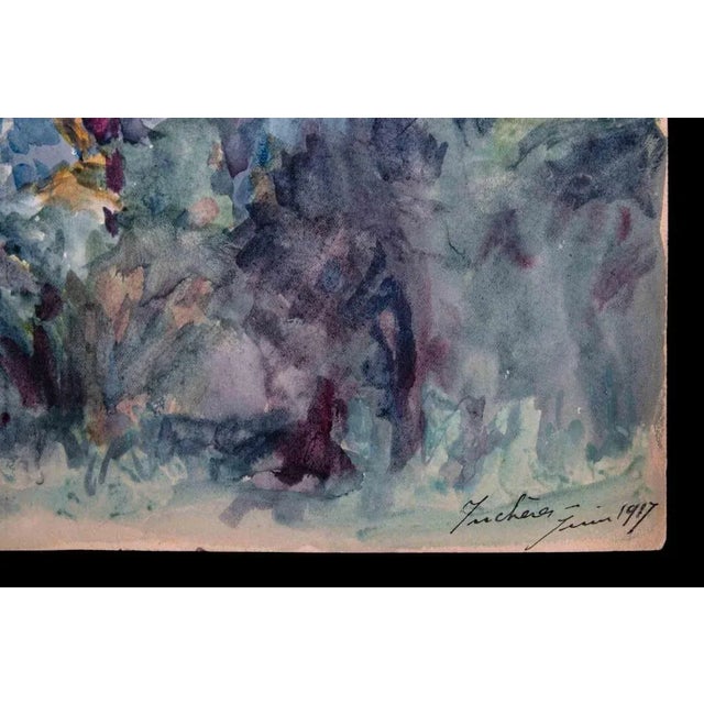 Country Church is an ink and watercolor realized by Jean Chapin in 1917. Dated on the lower right margin. Hand signed on...