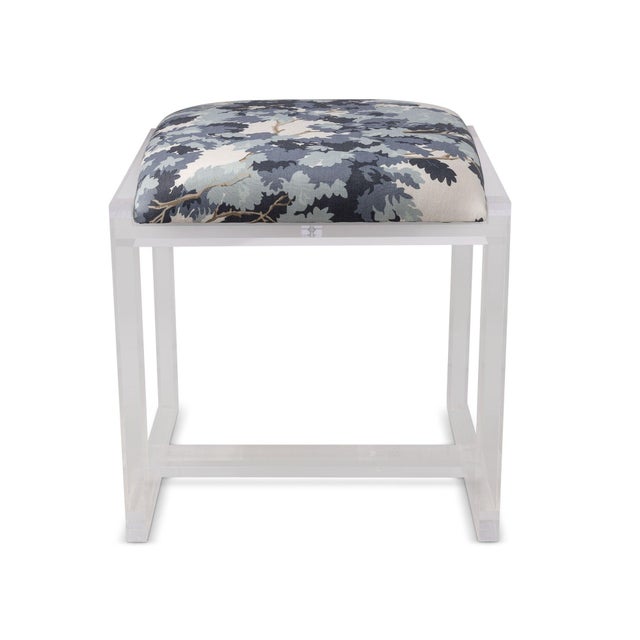 Glencoe is our clear lucite bench which we offer in fabric called Cotswolds + an assortment of additional fabrics. The...