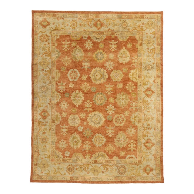 Vintage Modern Turkish Oushak Rug - 08'07 X 11'02 For Sale