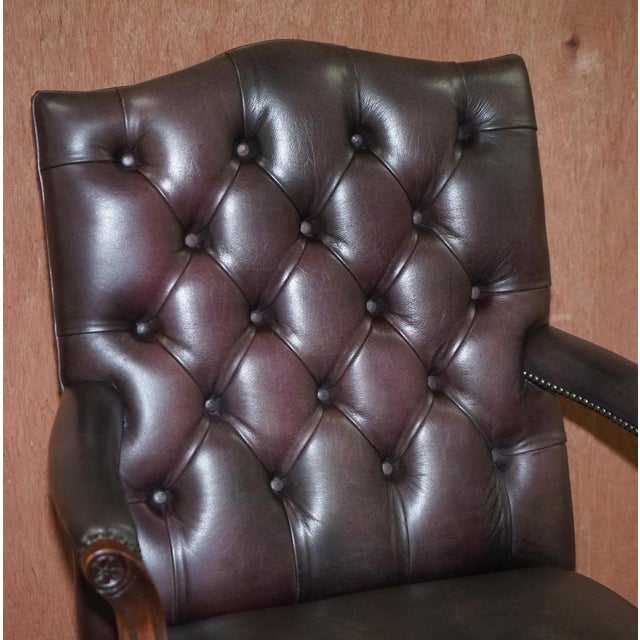 Set of George II Gainsborough Carver Chesterfield Leather Armchairs with Claw and Ball Feet For Sale - Image 5 of 18