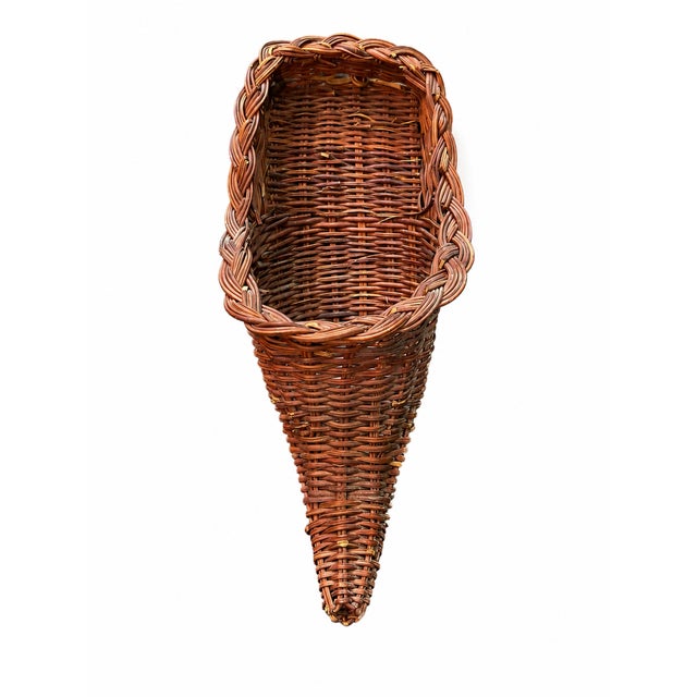 Vintage 1970s–1980s Handwoven Wicker Hanging Basket For Sale In San Diego - Image 6 of 6