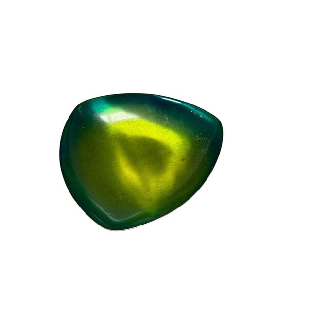 Paint Acid Yellow to Turquoise Blue Enamel Ombré Bowl For Sale - Image 7 of 10