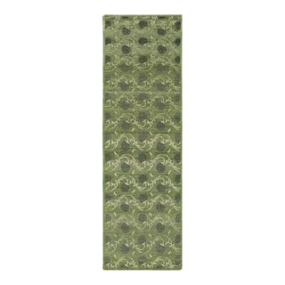 Contemporary Block Print Floral Wool Runner by Rug & Kilim, India For Sale