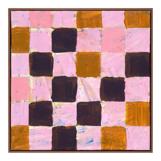 Checkerboard 1 by Virginia Chamlee in Walnut Frame, Small Art Print on Canvas For Sale