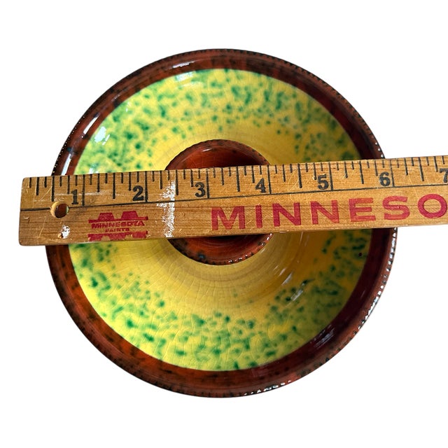 Handmade Moroccan Style Ceramic Splatter Candle Stick Holder Red Yellow Green For Sale - Image 9 of 9