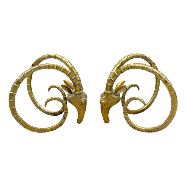 Pair French Modern Bronze Ibex Head Dining Table Bases, Attributed to Chervet For Sale