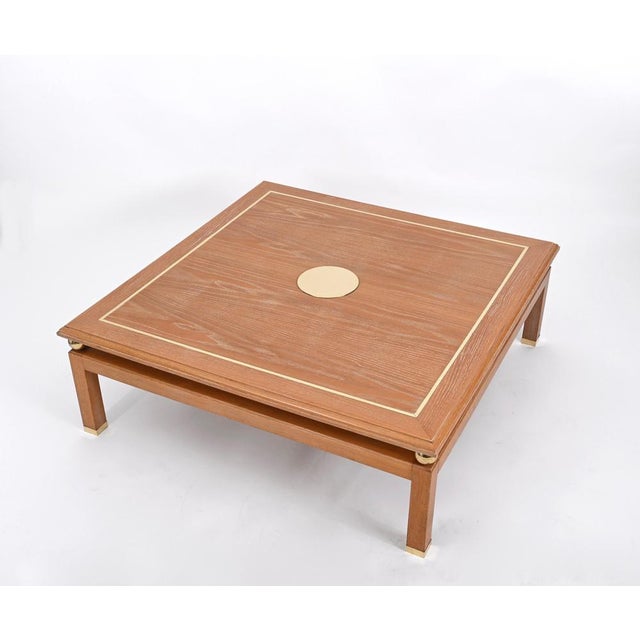 Coffee Table in Oak and Brass by Tommaso Barbi, Italy, 1970s For Sale - Image 11 of 18