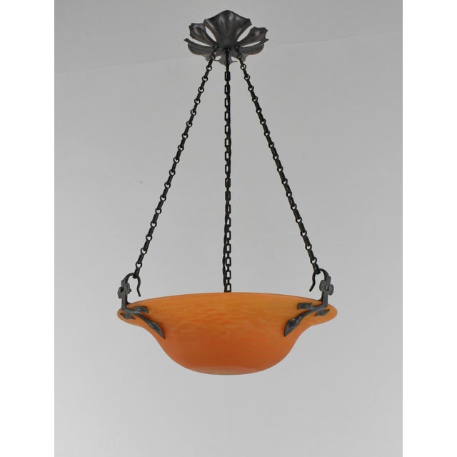 1920s French Art Deco Pendant Light by Daum & Majorelle - 1925 Chandelier France For Sale - Image 5 of 13