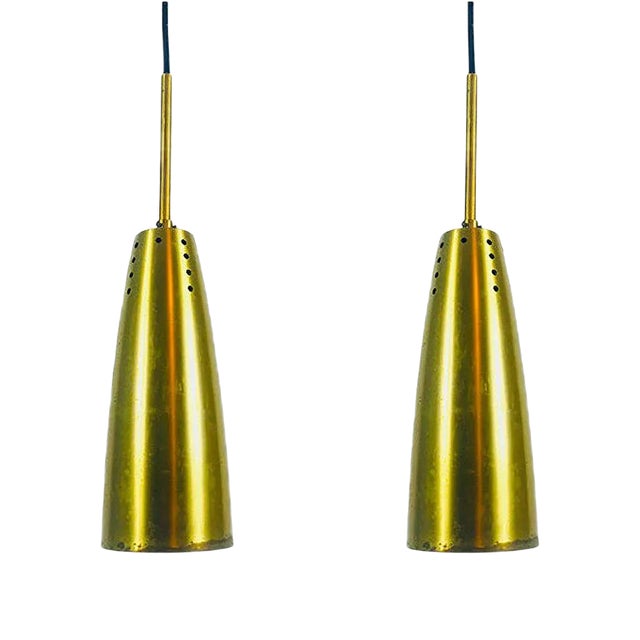 Mid-Century German Brass Pendant Lamps, 1950s, Set of 2 For Sale