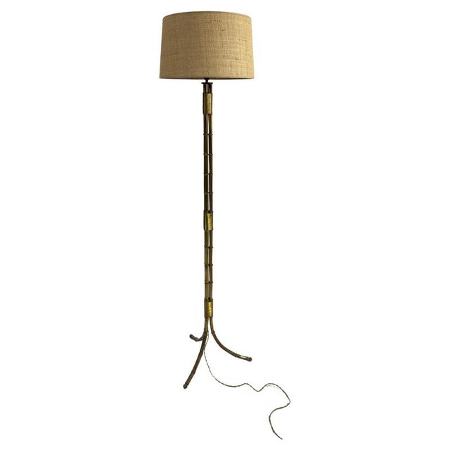 Triple Bronze and Faux Bamboo Floor Lamp from Maison Bagues, 1950 For Sale - Image 13 of 13