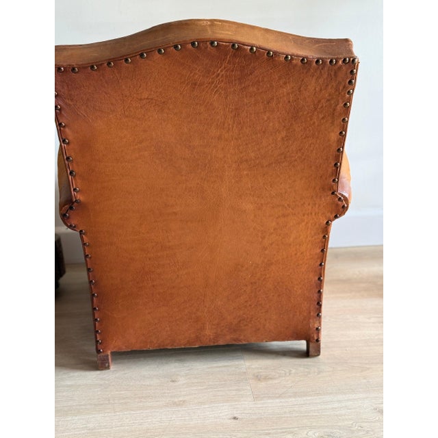 Vintage Pair of French Leather Moustache Chairs For Sale - Image 10 of 18