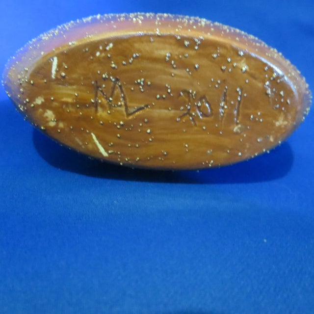 Hand Thrown Studio Pottery Oval Vase Two Tone Speckle Style For Sale - Image 10 of 17