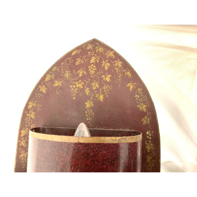 Vintage French Tole Wall Sconce Pair For Sale - Image 4 of 10