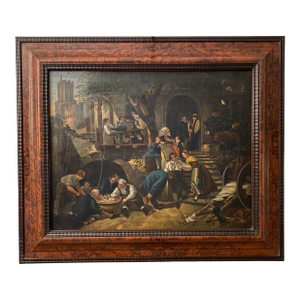 19th Century German Genre Painting Attributed to Johann Sperl Village Scene