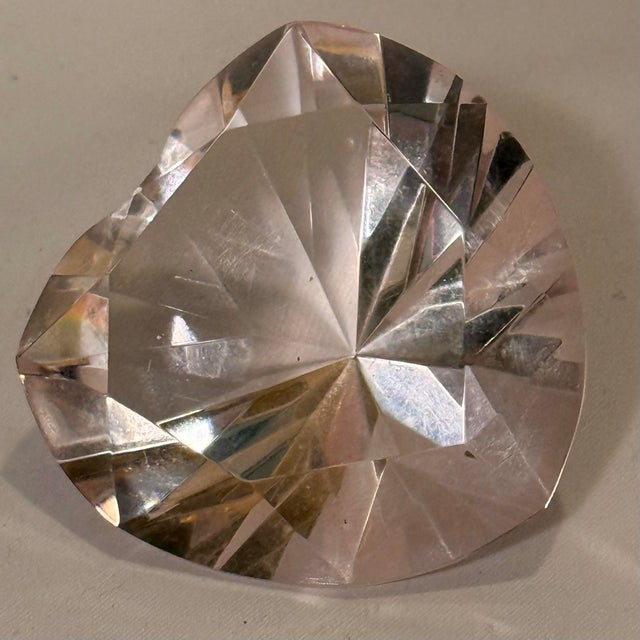 Modern Tiffany Style Faceted Pink Heart Paper Weight For Sale - Image 3 of 10